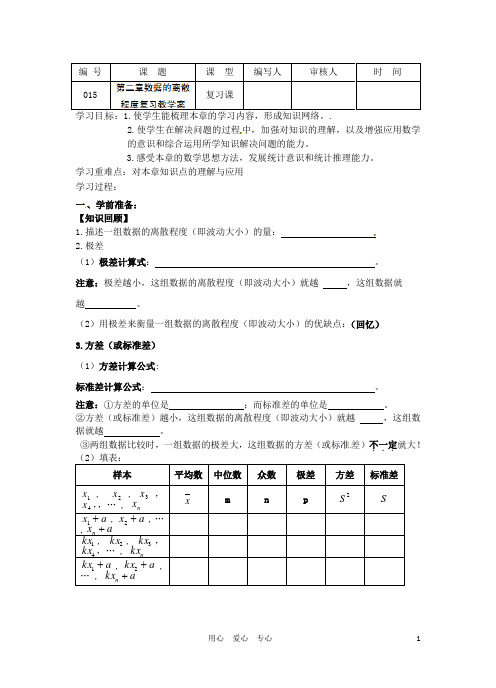 江苏省灌南县实验中学九年级数学《第二章小结与思考》复习学案(无答案) 人教新课标版