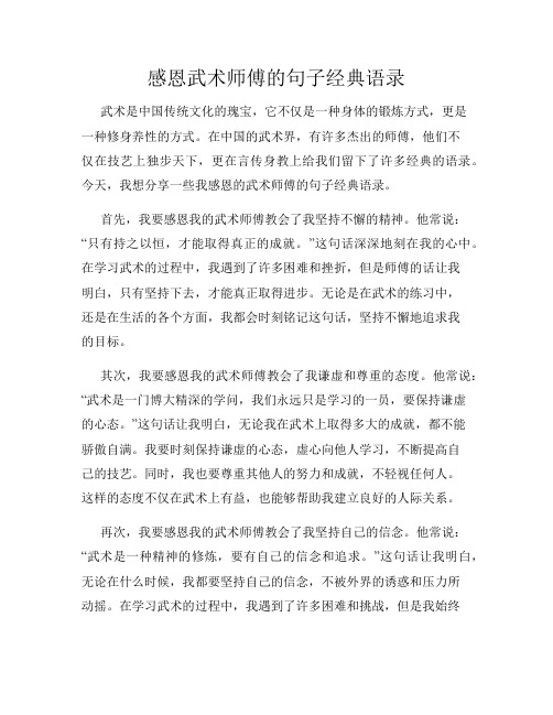 感恩武术师傅的句子经典语录