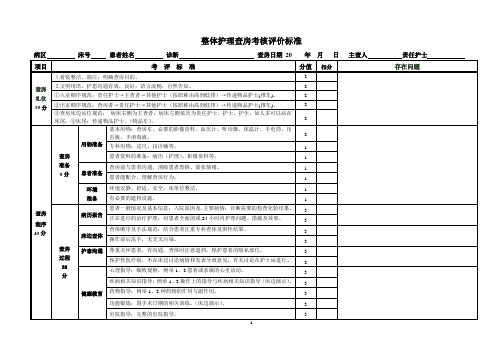 骨科护理查房考核评价标准