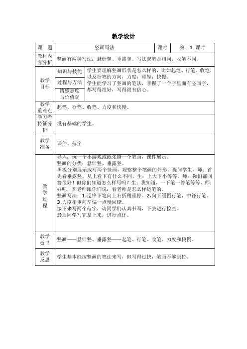 人美版小学书法三年级上册《第一单元 笔画的写法(一) 第3课 竖(一)》优质课教学设计_17