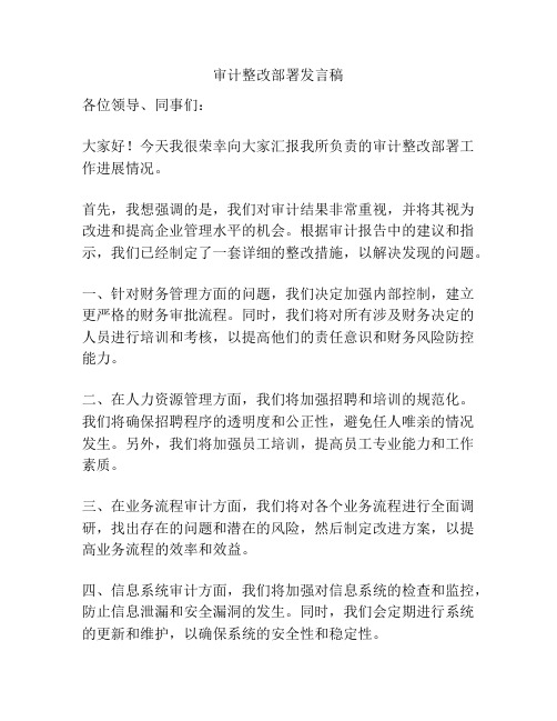 审计整改部署发言稿