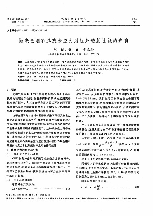 抛光金刚石膜残余应力对红外透射性能的影响