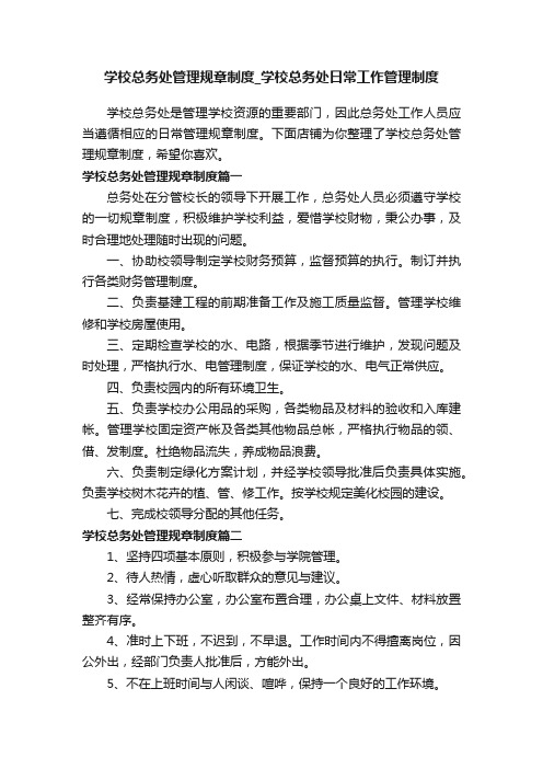 学校总务处管理规章制度_学校总务处日常工作管理制度