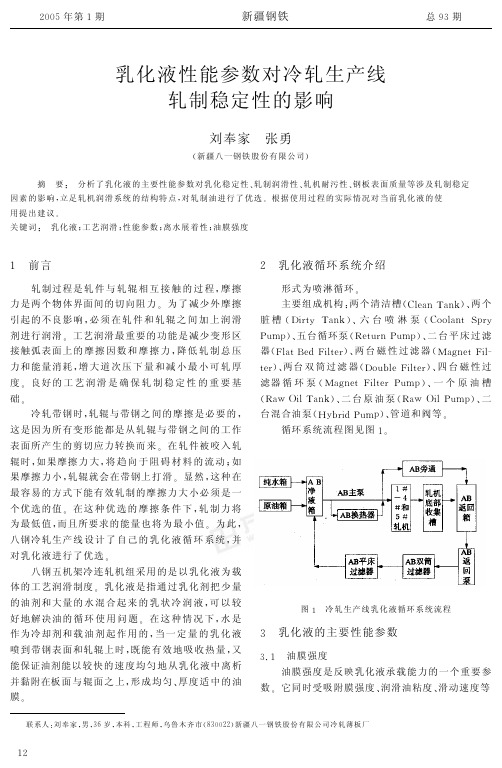 乳化液性能参数对冷轧生产线轧制稳定性的影响