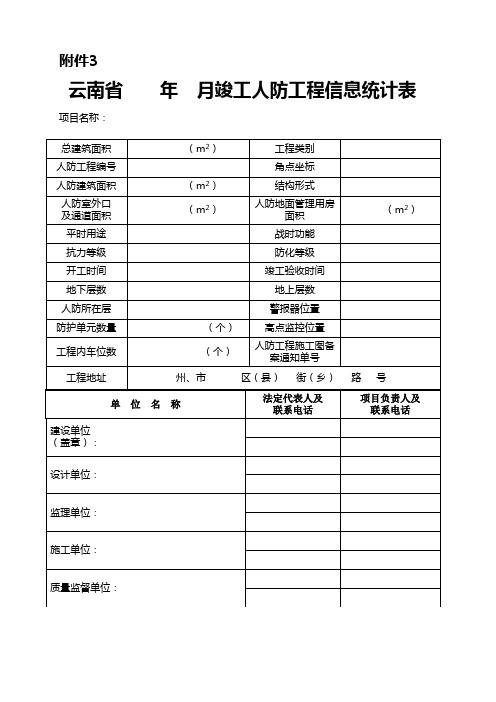 竣工人防工程信息统计表-人防办