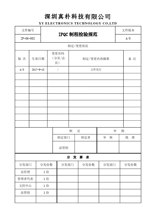 002IPQC制程检验标准