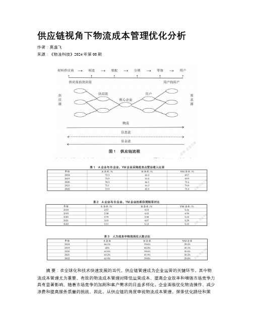 供应链视角下物流成本管理优化分析