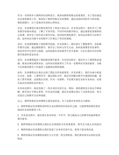 教师资格证实训心得体会