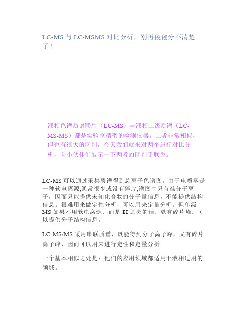 LCMS与LCMSMS对比分析别再傻傻分不清楚了