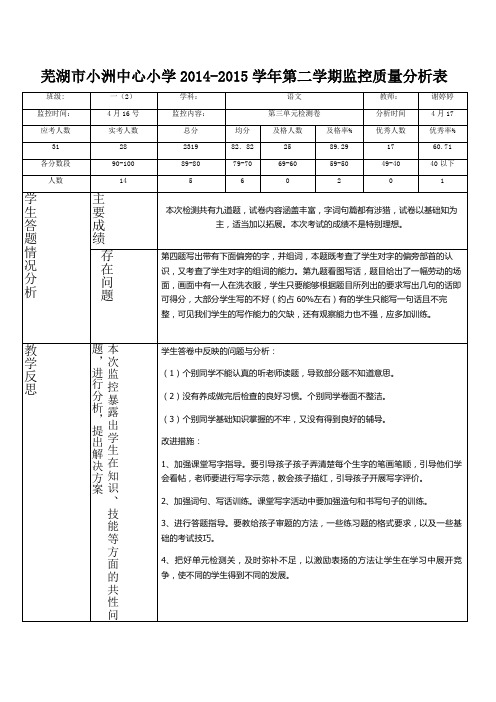 第三次考试卷分析