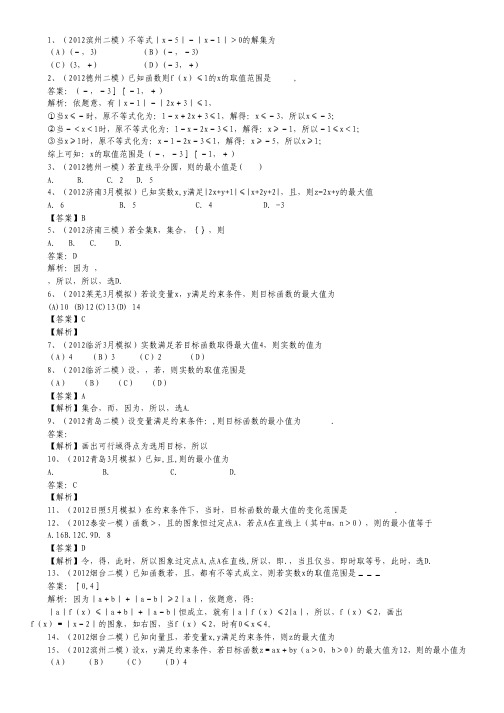 备战2013年高考数学(理)专题6 不等式 最新模拟.pdf