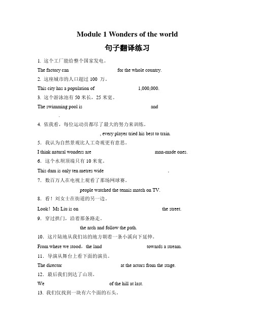 Module 1 2023-2024学年外研版九年级上册英语句子翻译练习