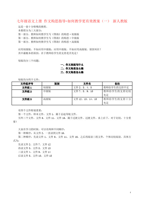 七年级语文上册 作文构思指导-如何教学更有效教案(一) 新人教版