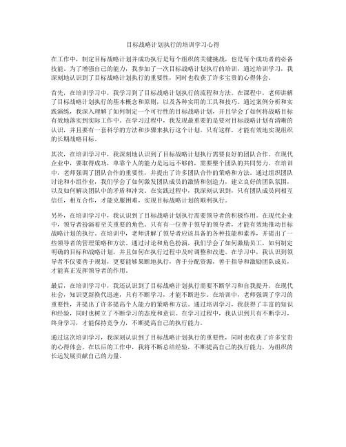 目标战略计划执行的培训学习心得