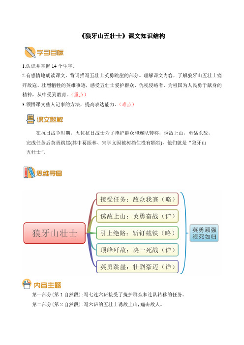 部编版小学语文《狼牙山五壮士》课文知识结构