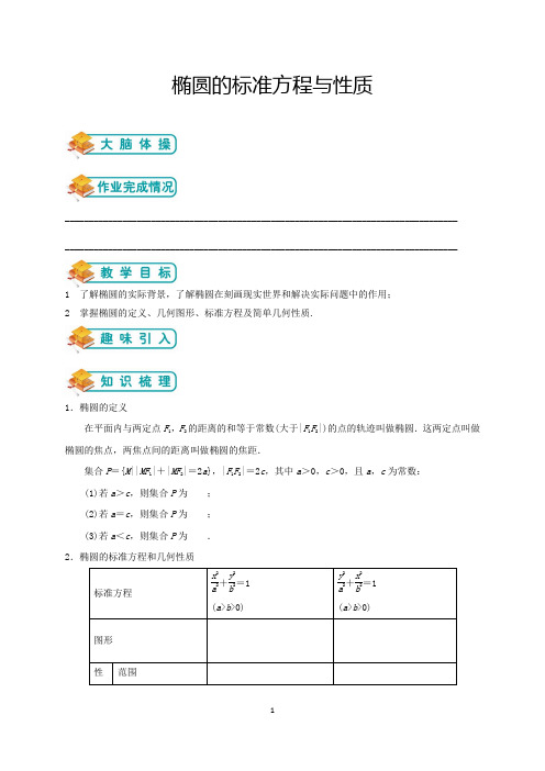 人教版高数选修2第3讲：椭圆的标准方程与性质(学生版)