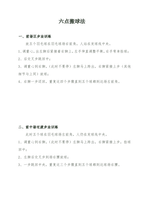 羽毛球教学(一)六点搬球法