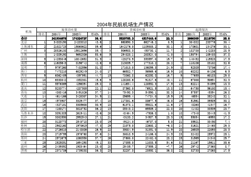 2004年民航机场生产统计公报