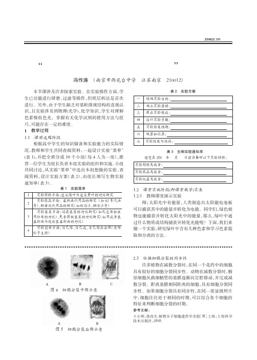 绿叶中色素的提取和分离实验_教学案例_冯作涛