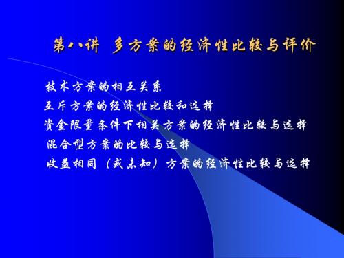 第八讲 多方案的经济性比较与评价