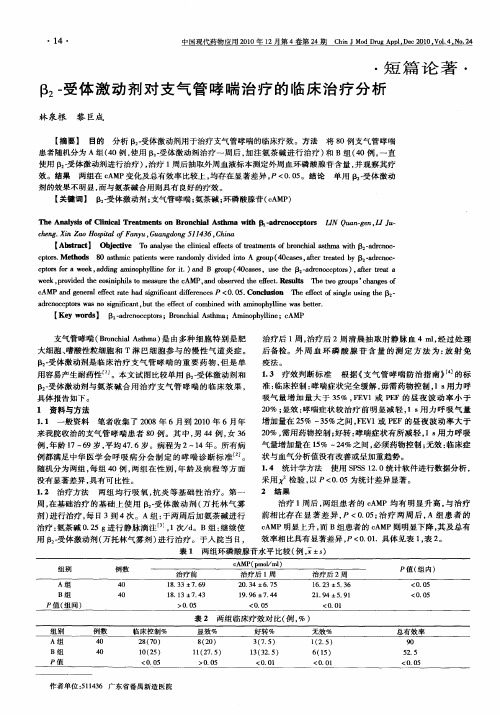 β_2-受体激动剂对支气管哮喘治疗的临床治疗分析