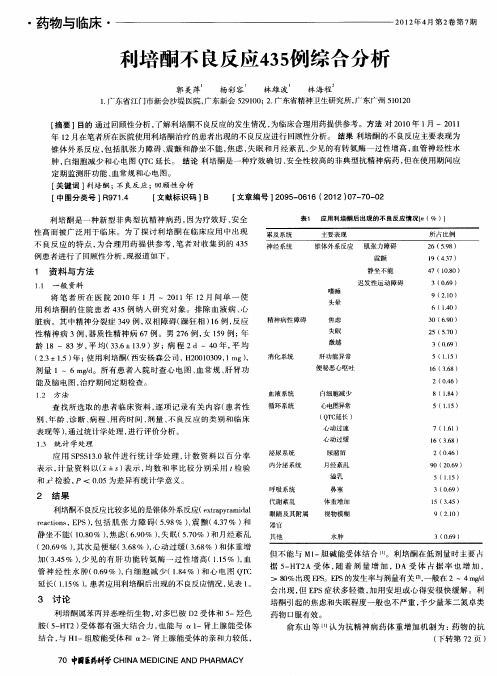 利培酮不良反应435例综合分析