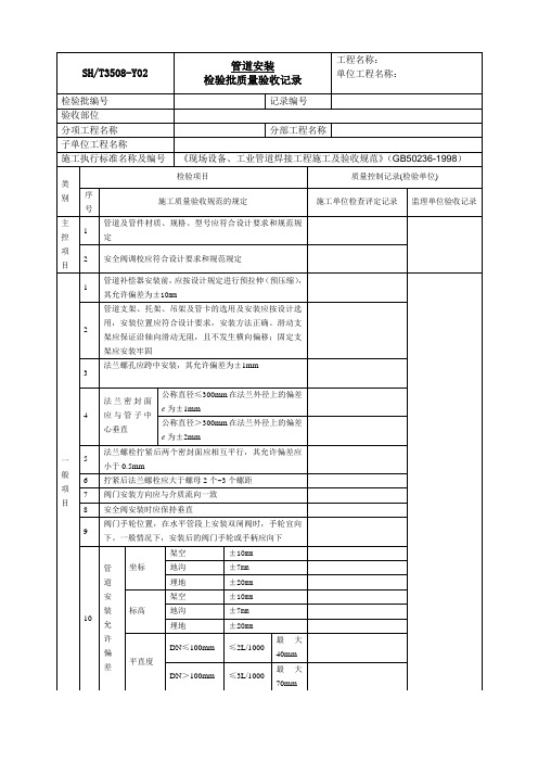 管道安装检验批质量验收记录21