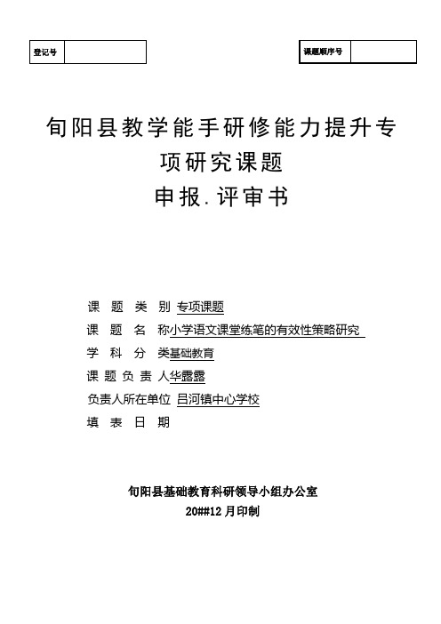 教学能手研修能力提升专项研究课题小学语文课堂练笔的有效性策略研究申报.评审书