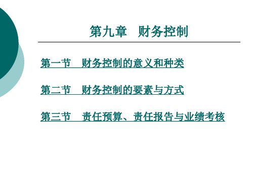 财务控制的要素与方式