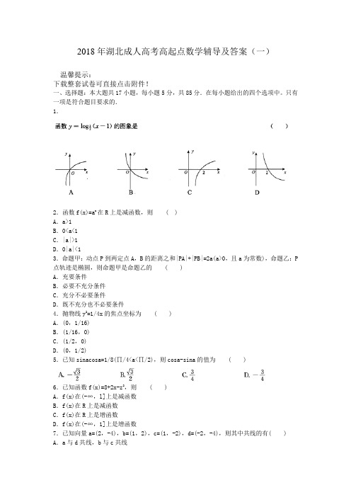 2018年湖北成人高考高起点数学辅导及答案