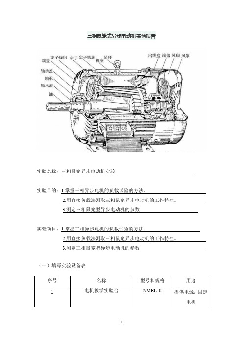 三相鼠笼式异步电动机实验报告