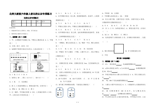 北师大新版六年级上册比的认识专项练习