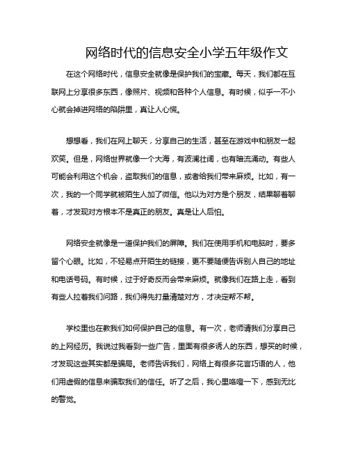 网络时代的信息安全小学五年级作文