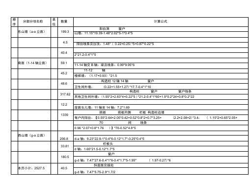 宿舍楼外墙砖工程量计算书