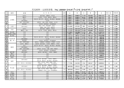 一元材积表法、蓄积、形高计算参数