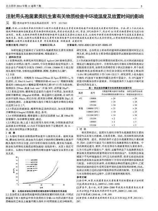 注射用头孢菌素类抗生素有关物质检查中环境温度及放置时间的影响