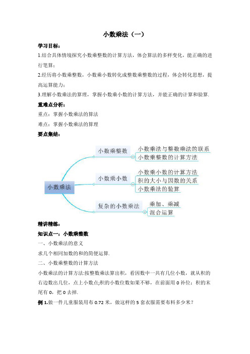 人教版小学数学五年级上册第一单元小数乘法(一)教案