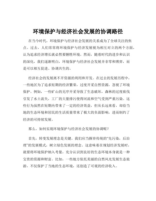 环境保护与经济社会发展的协调路径