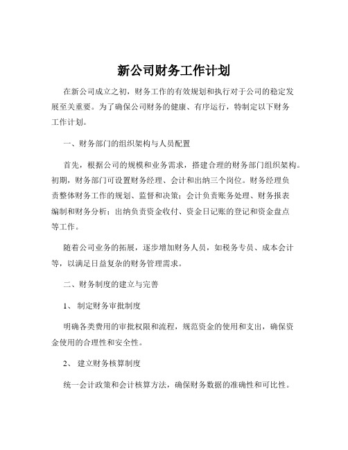 新公司财务工作计划