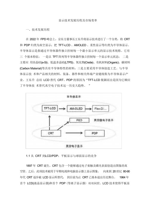 显示技术发展历程及市场变革