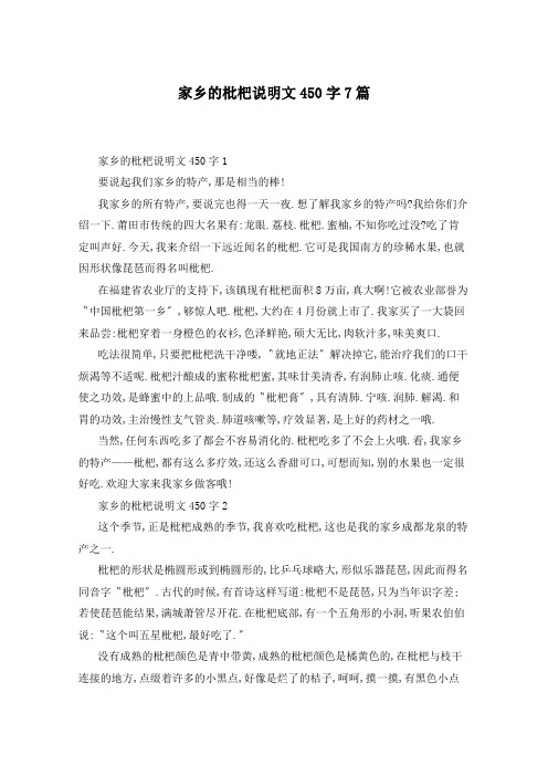 家乡的枇杷说明文450字7篇