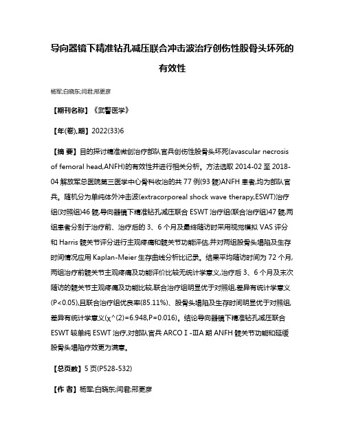 导向器镜下精准钻孔减压联合冲击波治疗创伤性股骨头坏死的有效性