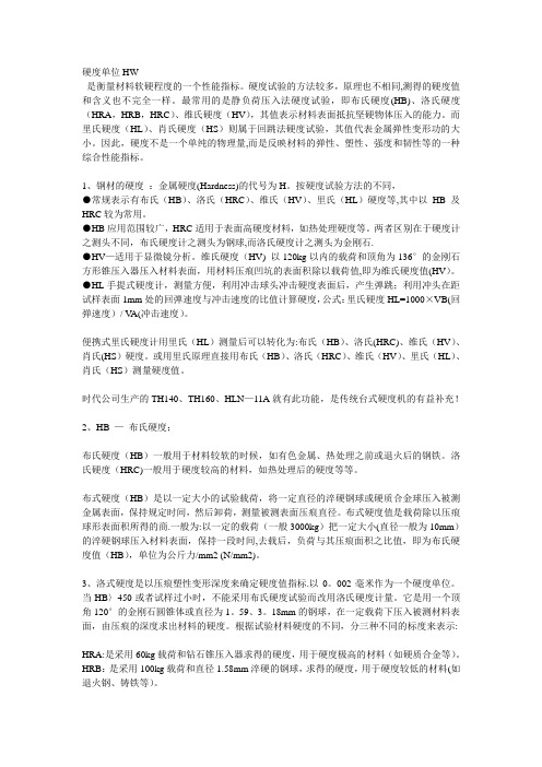 各种硬度表示方法