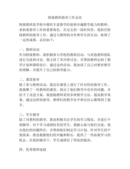 特级教师指导工作总结