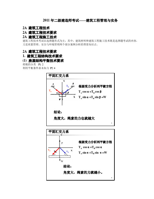 2012年二级建造师考试建筑实务辅导笔记