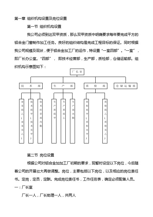 岗位职责-铝合金门窗厂组织结构-部门职能