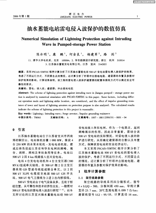 抽水蓄能电站雷电侵入波保护的数值仿真