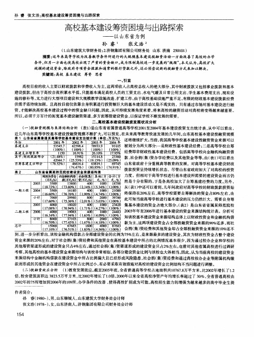 高校基本建设筹资困境与出路探索——以山东省为例