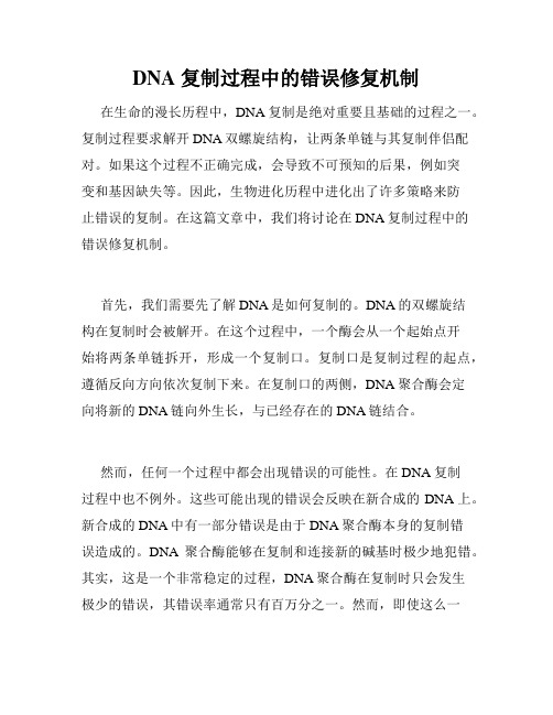 DNA 复制过程中的错误修复机制