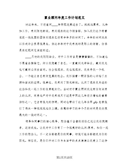 2024年置业顾问年度工作计划范文（三篇）